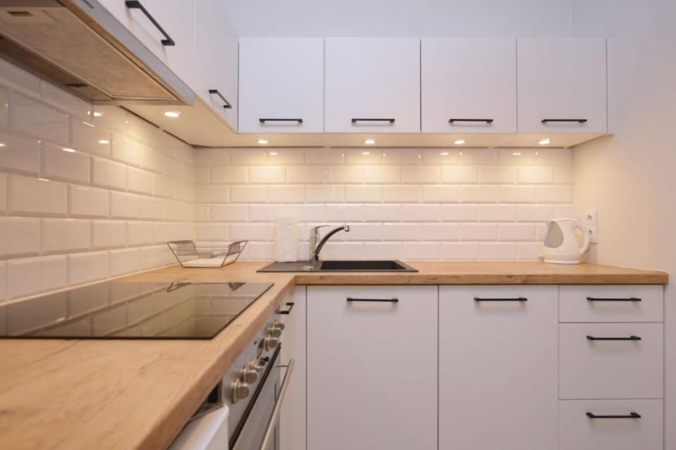 Kitchen or kitchenette, stove