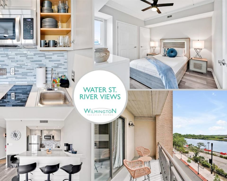 Battleship Sunset on Water Street! River View! Free parking!! Apartment in Wilmington