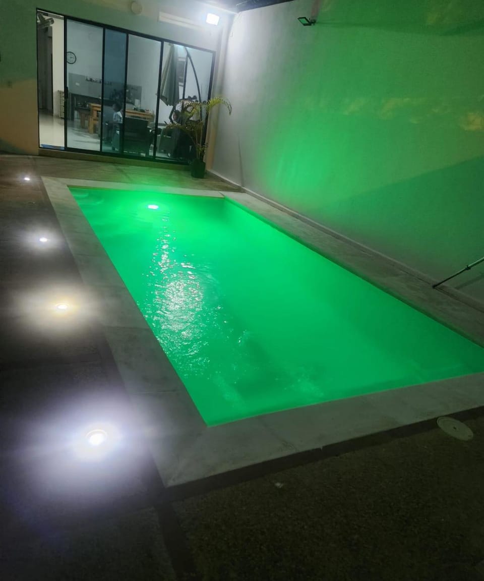 Night, Pool view, Swimming pool