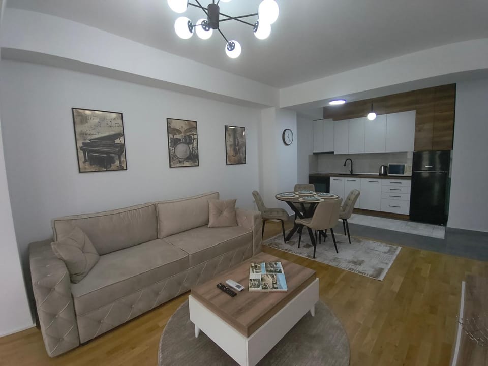 Kitchen or kitchenette, Living room, Seating area, Dining area, oven