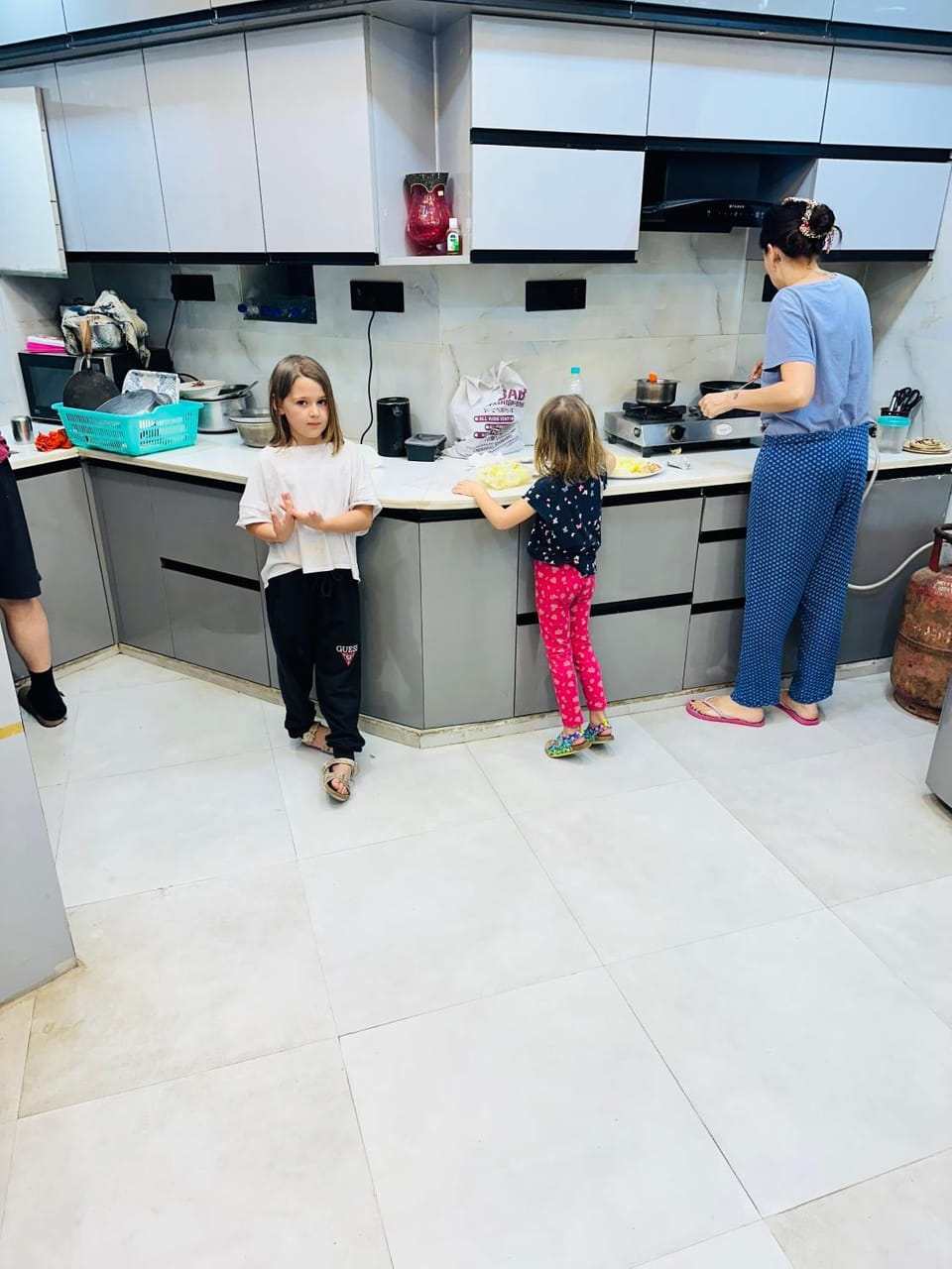 Kitchen or kitchenette, group of guests, Family