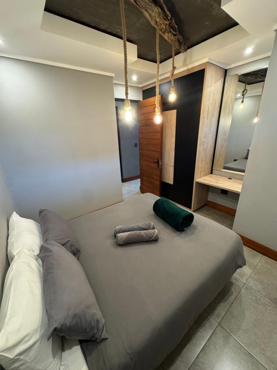 Bed, Photo of the whole room, Bedroom, towels, wardrobe
