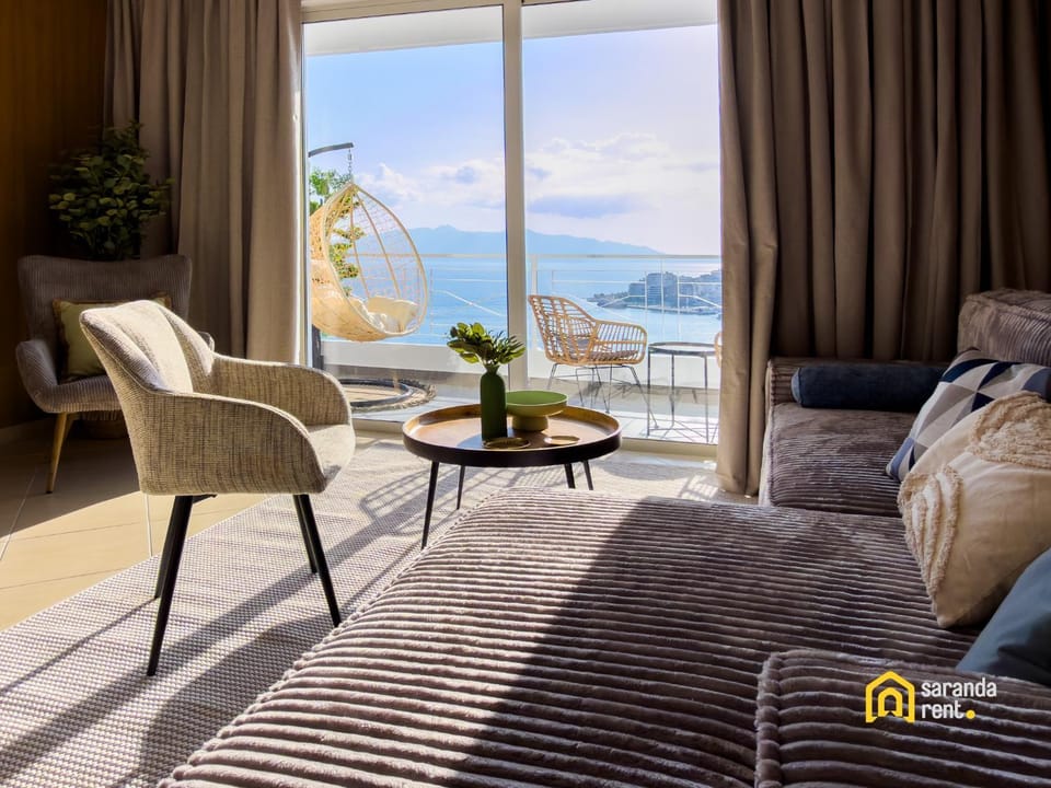Living room, Seating area, Sea view