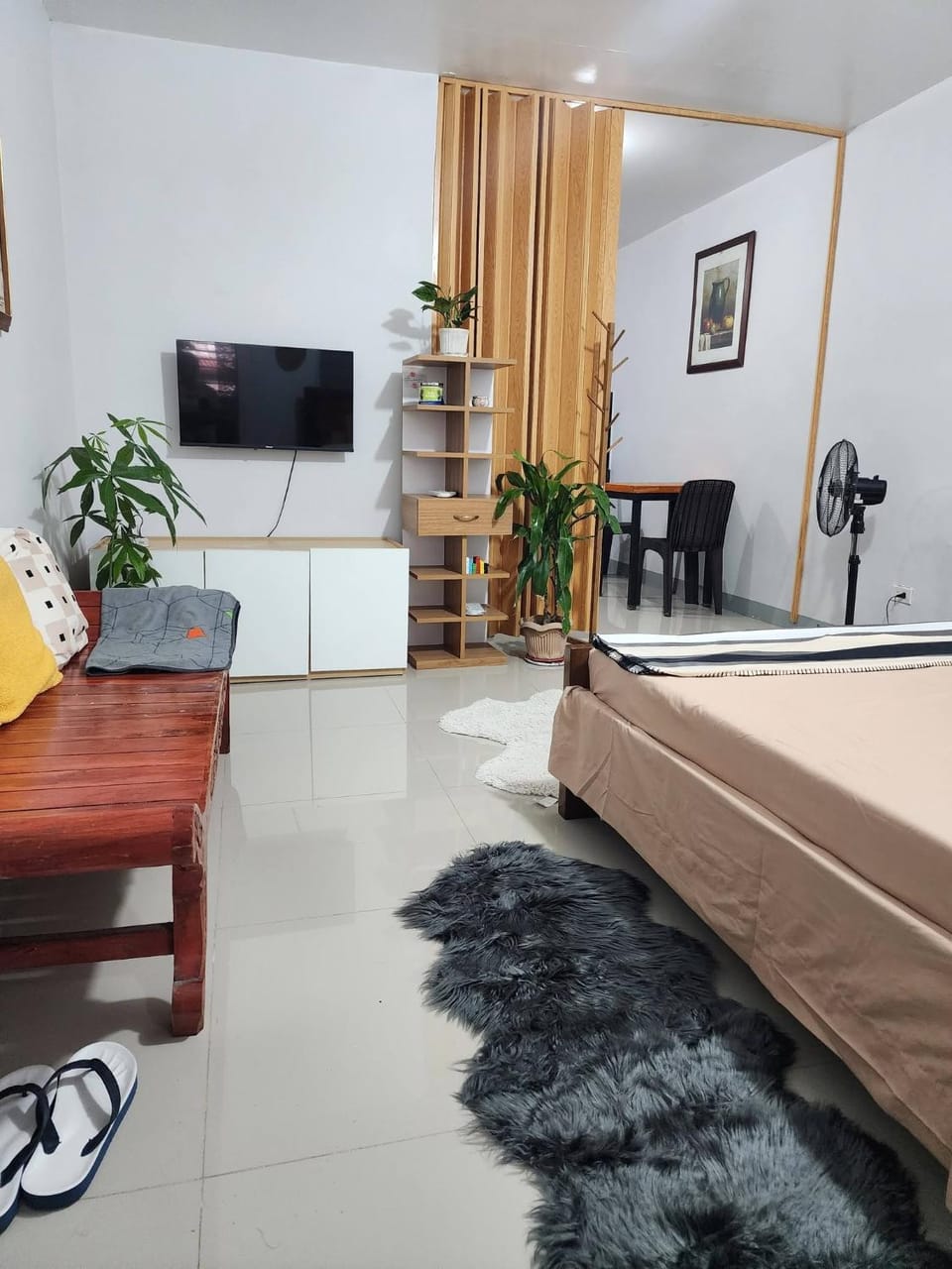Bed, TV and multimedia, Living room, Photo of the whole room, Seating area, Evening entertainment, Bedroom, hair dresser