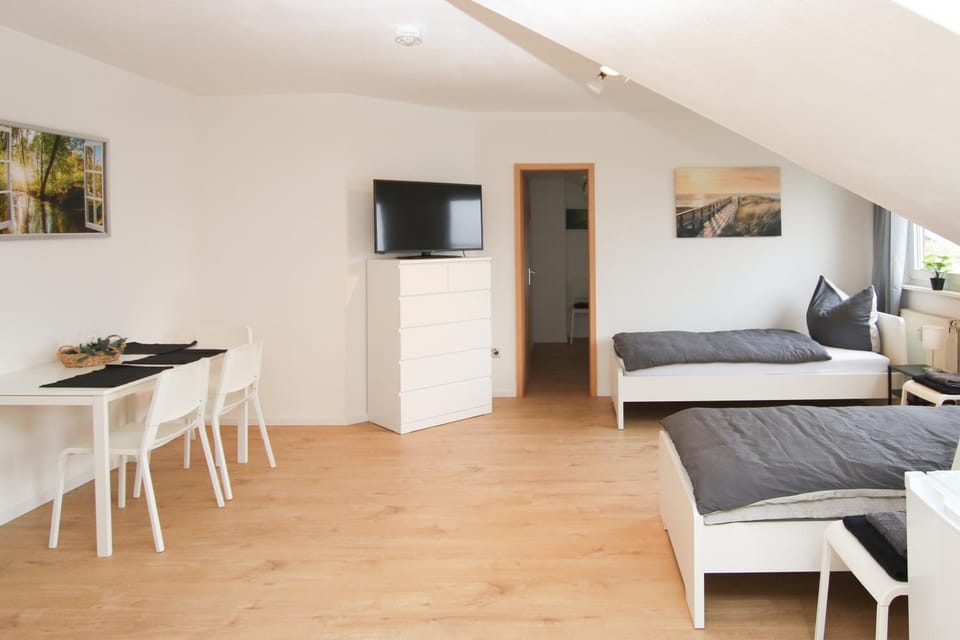 Bed, TV and multimedia, Dining area, Bedroom