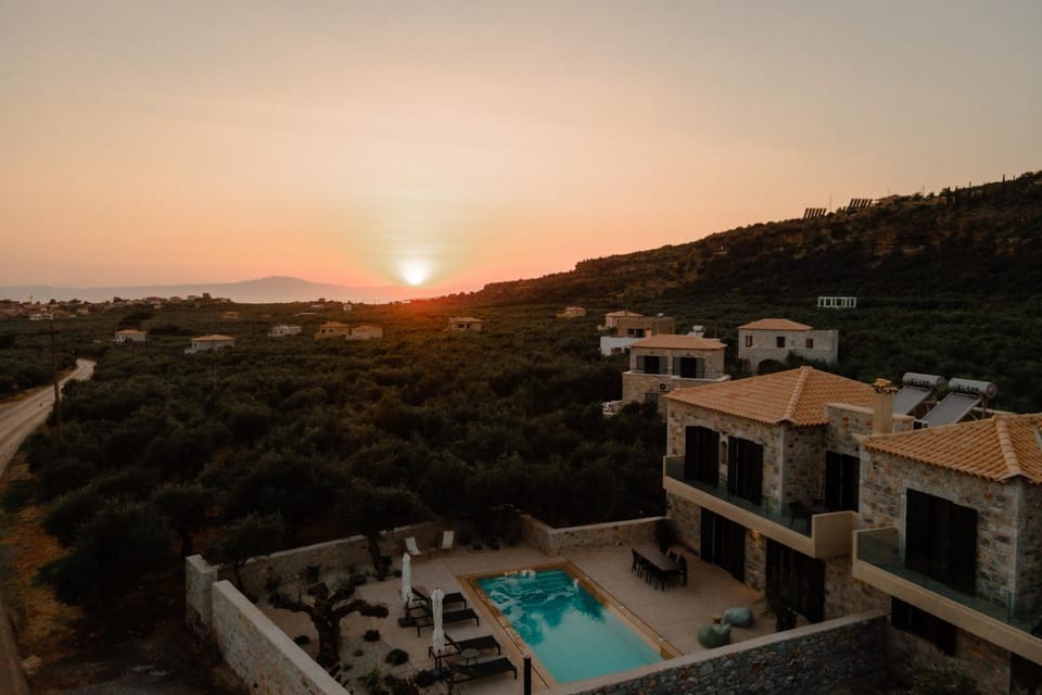 Property building, Natural landscape, Swimming pool, Sunset