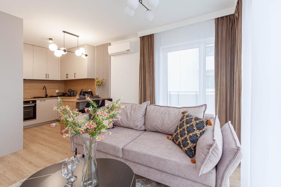 Kitchen or kitchenette, Living room, Seating area, Dining area, stove
