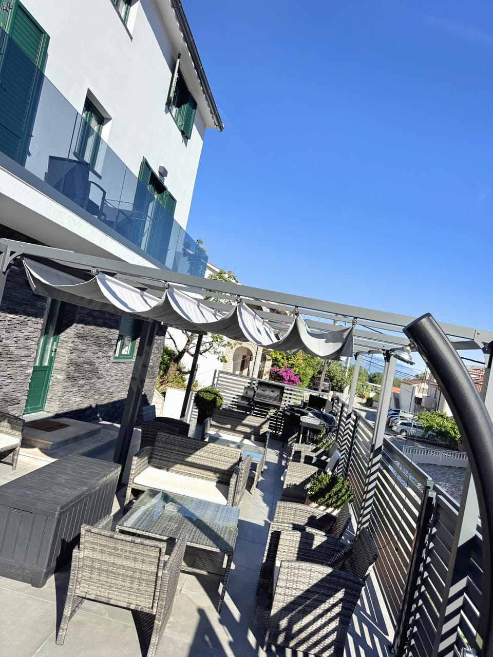 Shower, Patio, Day, View (from property/room), Balcony/Terrace, Seating area