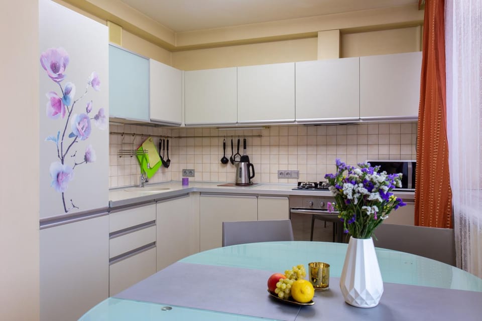 Kitchen or kitchenette, stove