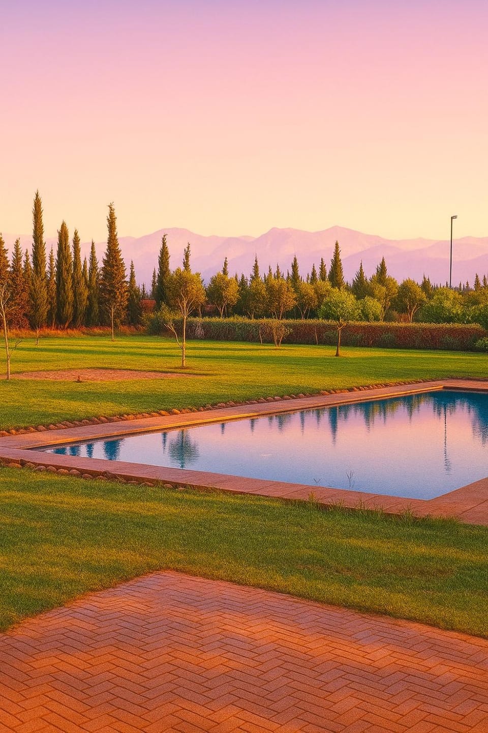 Nearby landmark, Spring, Day, Natural landscape, Lake view, Pool view, River view, Swimming pool, Sunrise, Sunset