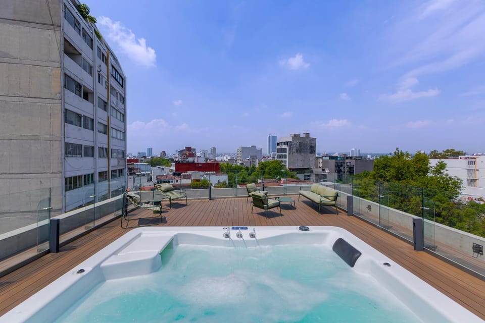 Property building, Day, Night, View (from property/room), Balcony/Terrace, City view, Pool view, Swimming pool