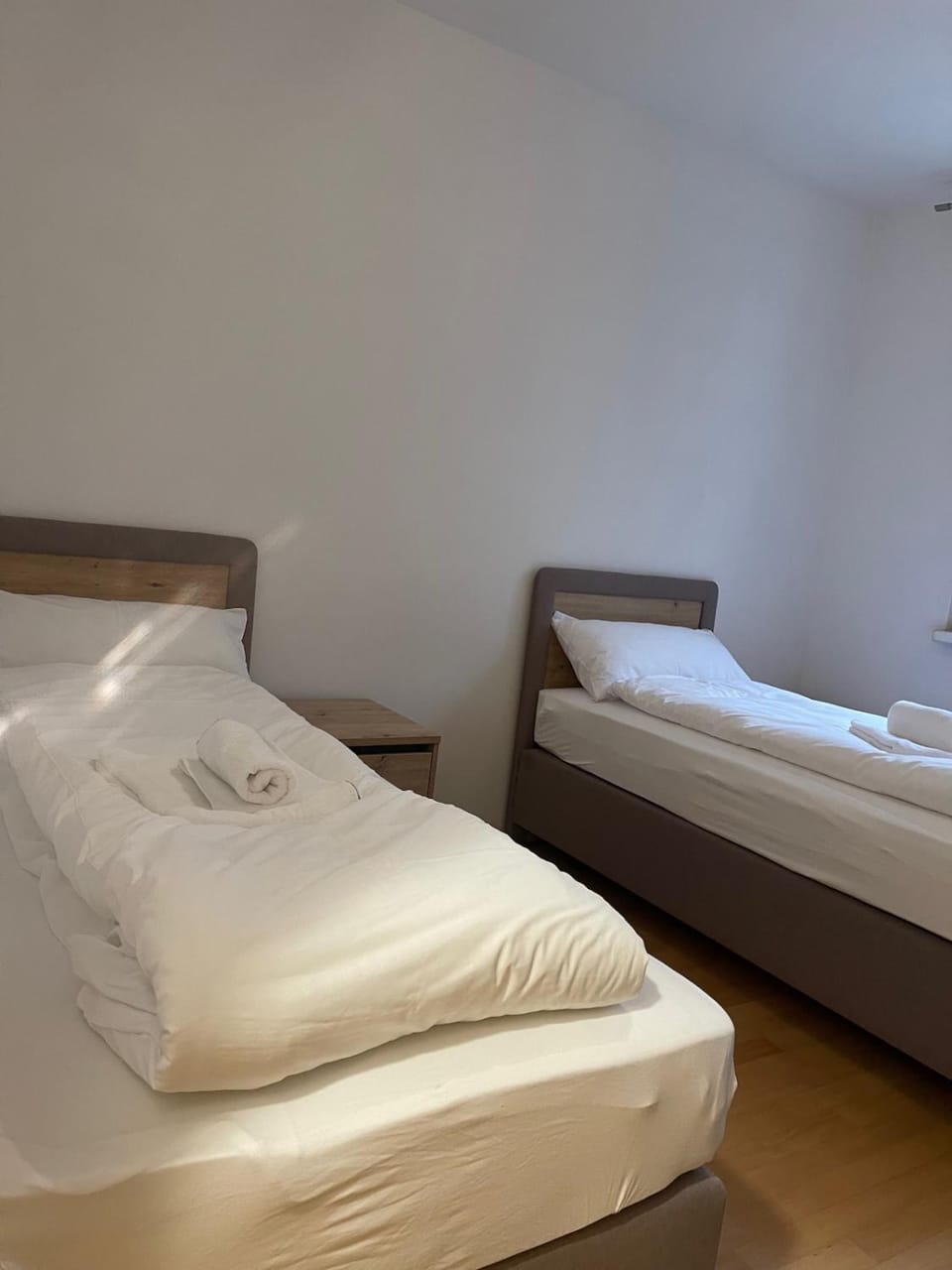 Bed, Photo of the whole room, Bedroom, hair dryier, towels, towels