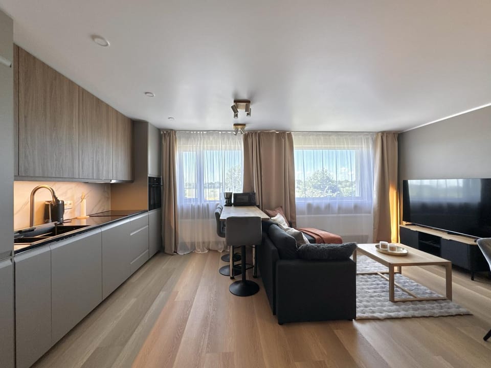 Communal lounge/ TV room, TV and multimedia, Kitchen or kitchenette, Living room, Photo of the whole room, Seating area