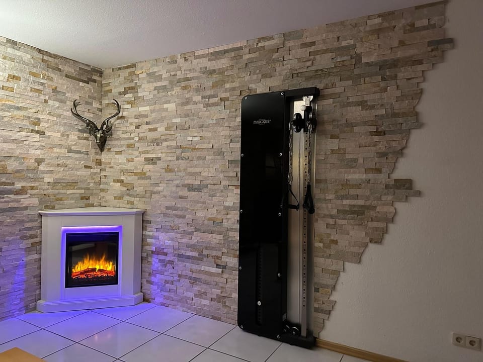 Living room, Fitness centre/facilities, fireplace