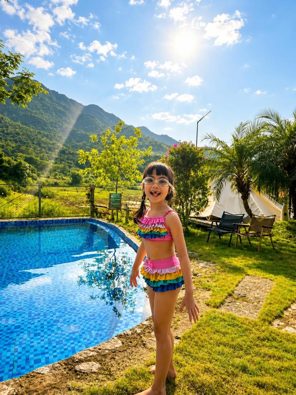 Natural landscape, Children play ground, Mountain view, children