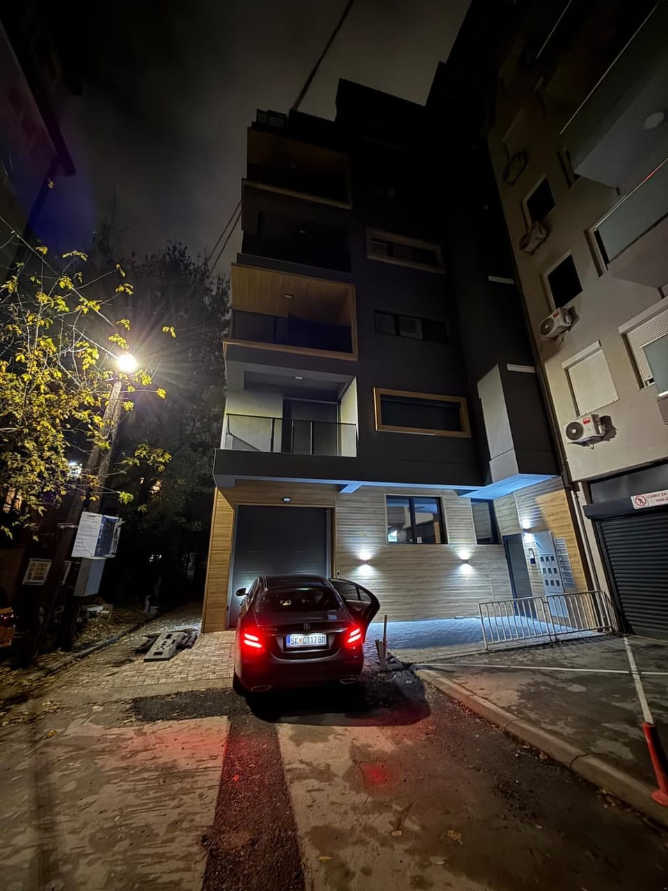 Property building, Night, Neighbourhood, Street view, Parking