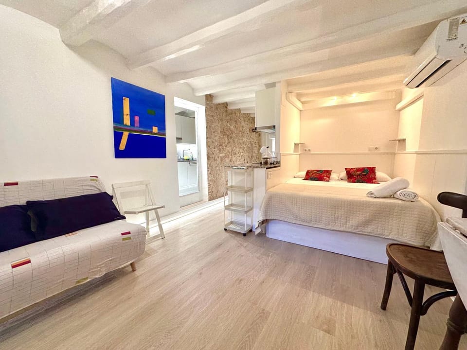 Bed, Photo of the whole room, Seating area, Bedroom, air conditioner