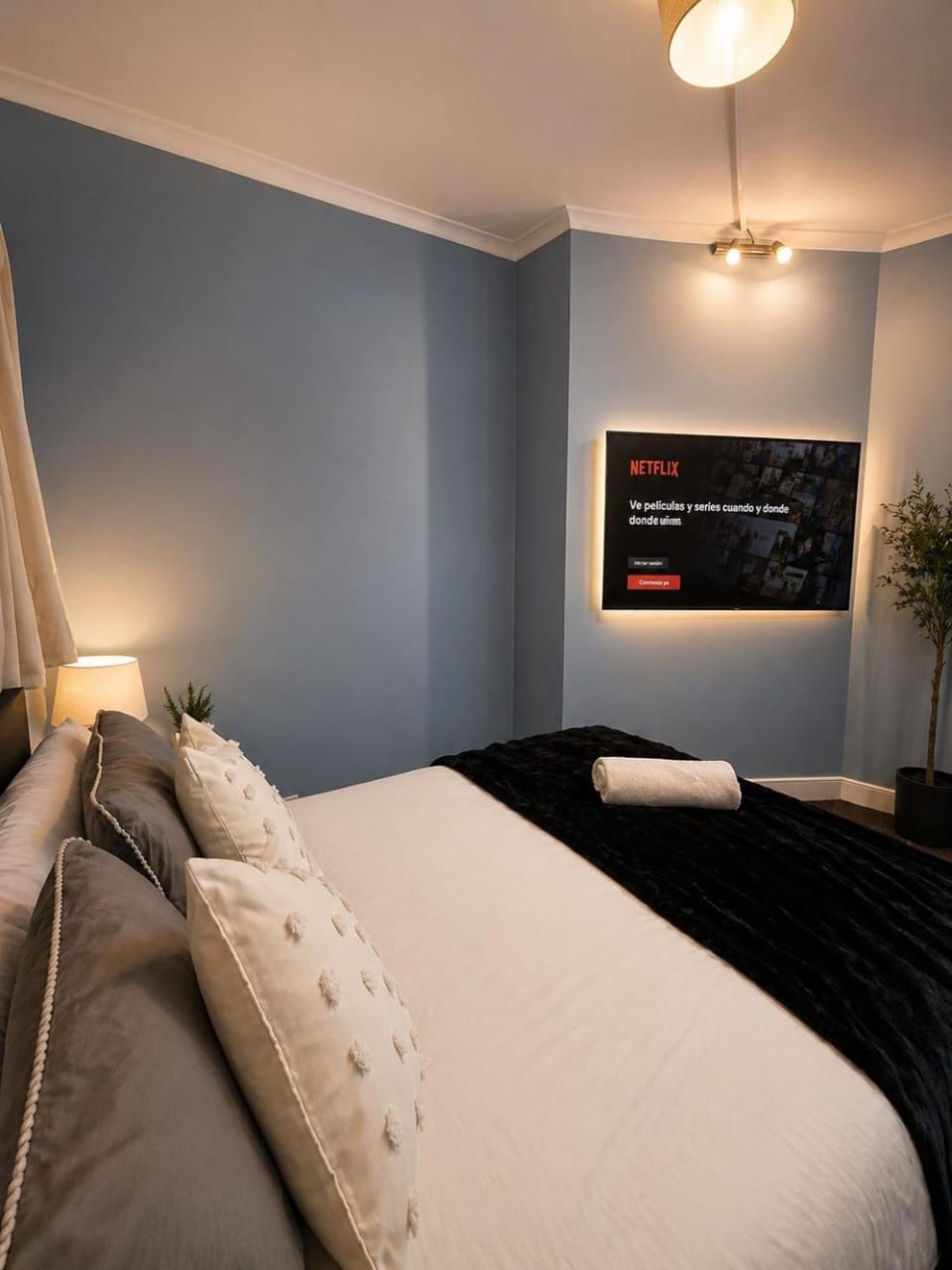 Bed, TV and multimedia, Living room, Photo of the whole room, Seating area, Bedroom