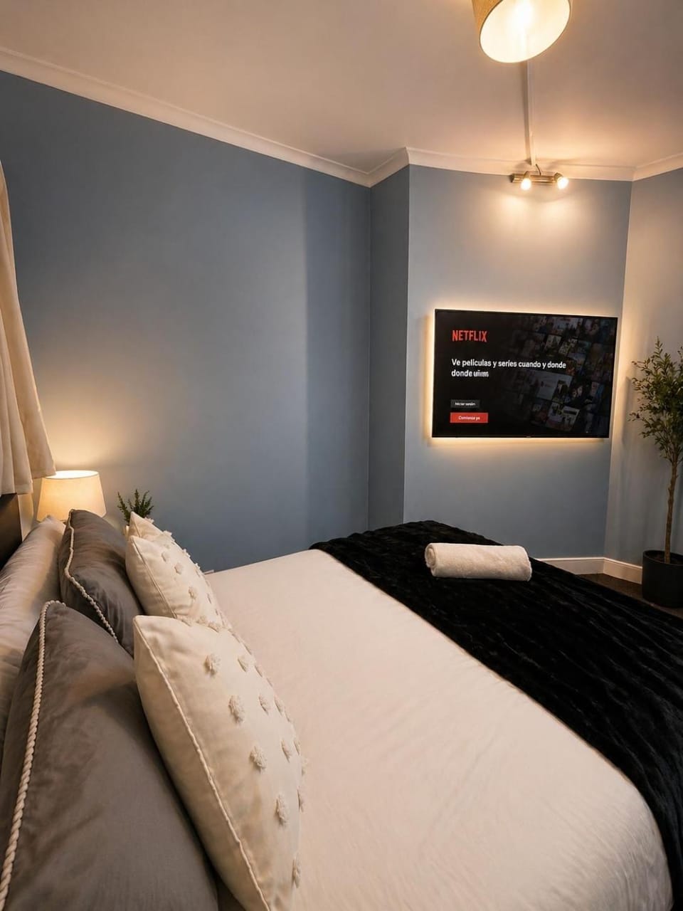 Bed, TV and multimedia, Living room, Photo of the whole room, Seating area, Bedroom