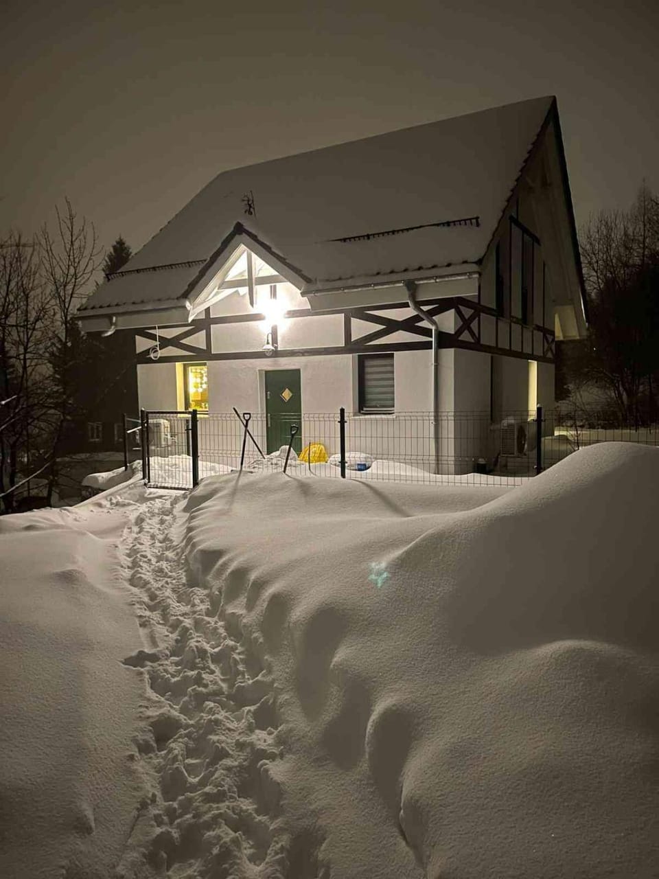 Property building, Night, Winter
