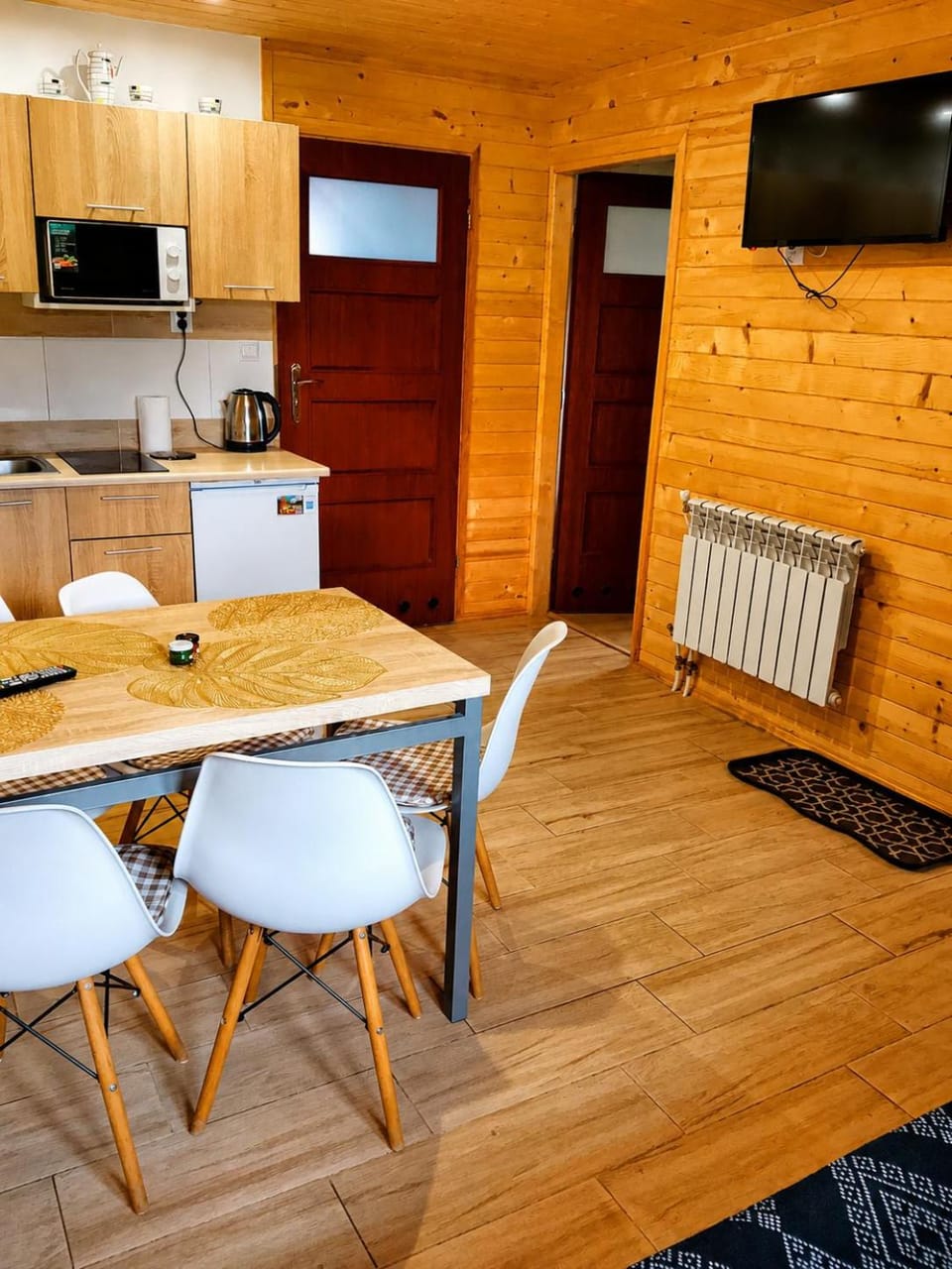 Kitchen or kitchenette, Living room, Dining area, stove