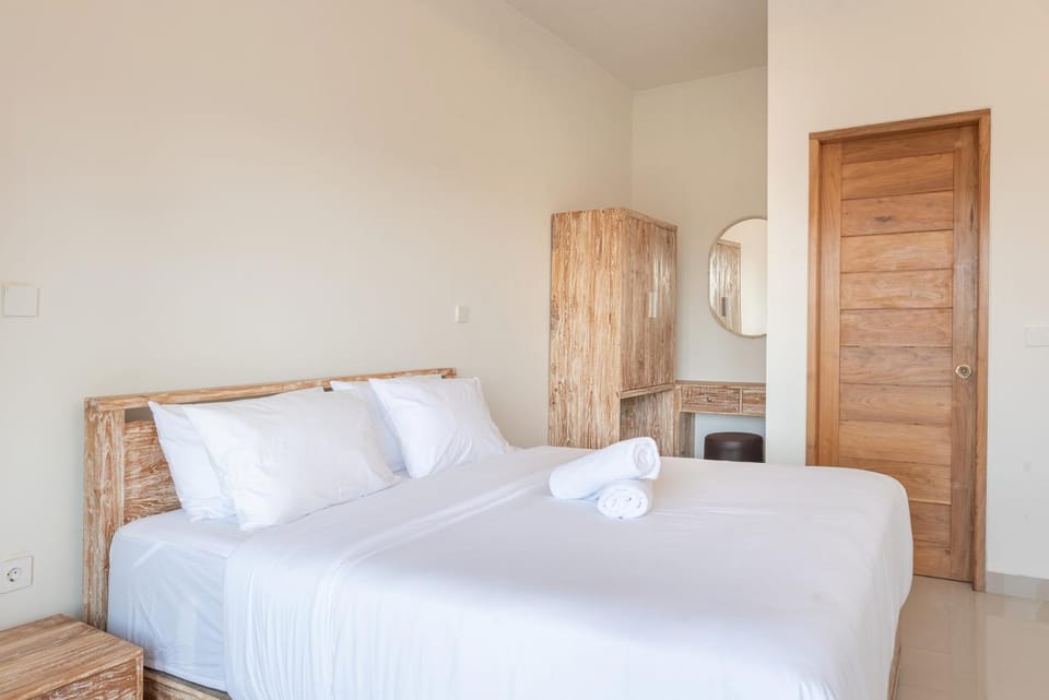Bed, wardrobe
