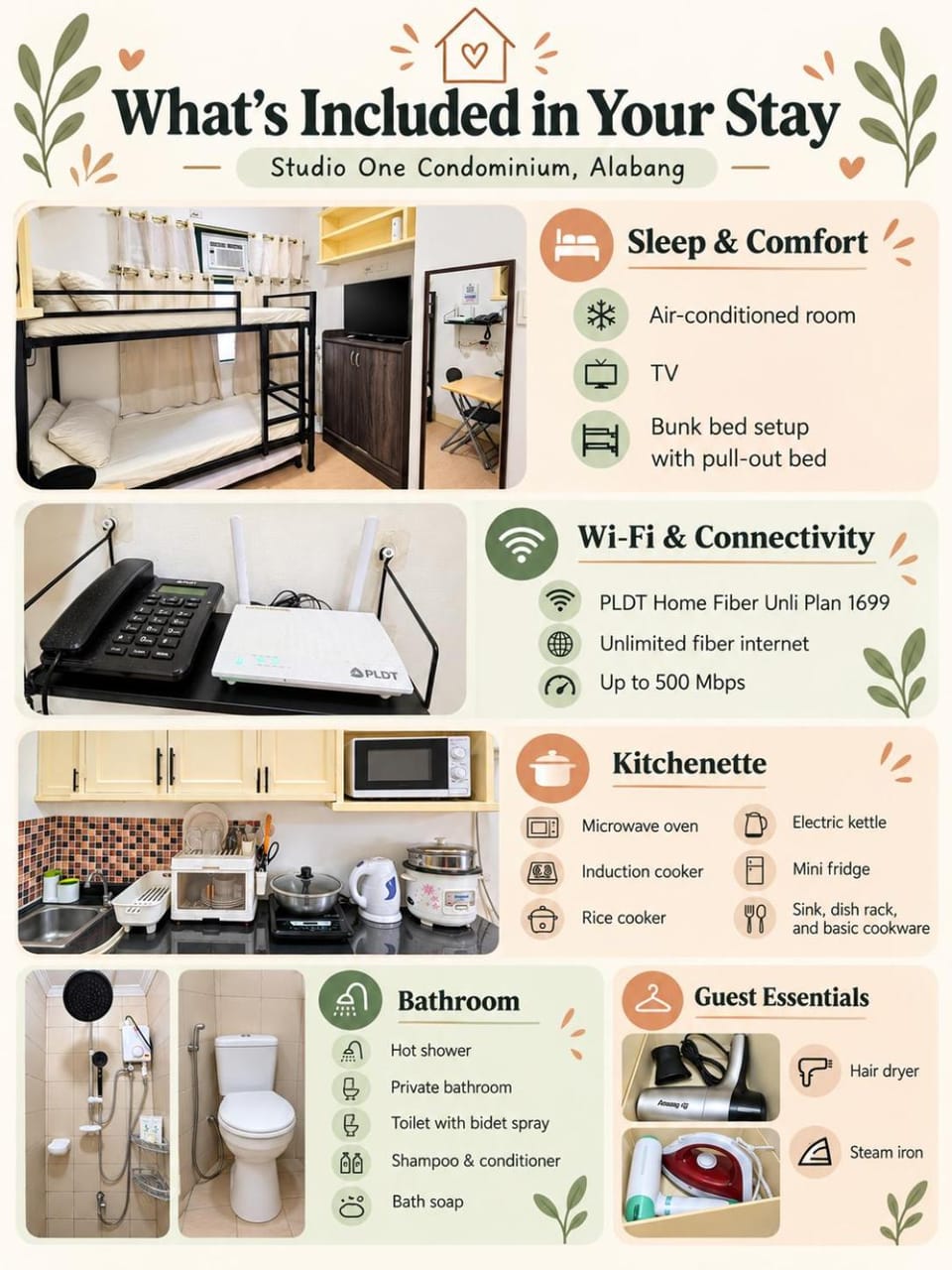 Shower, Bathroom, TV and multimedia, Kitchen or kitchenette, bunk bed, flat iron, hair dryier, internet, air conditioner