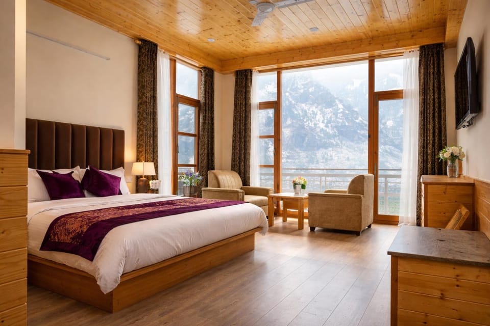 Bed, Bedroom, Mountain view