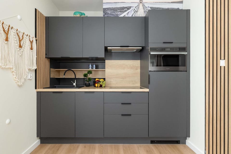 Kitchen or kitchenette, oven, stove