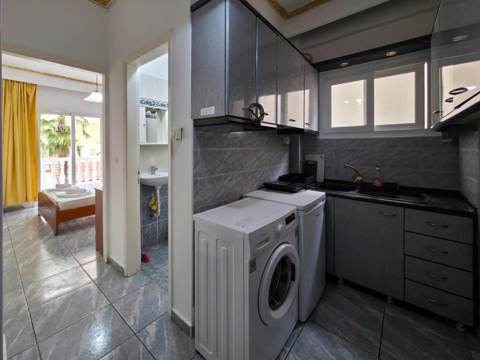 Kitchen or kitchenette, dishwasher, stove