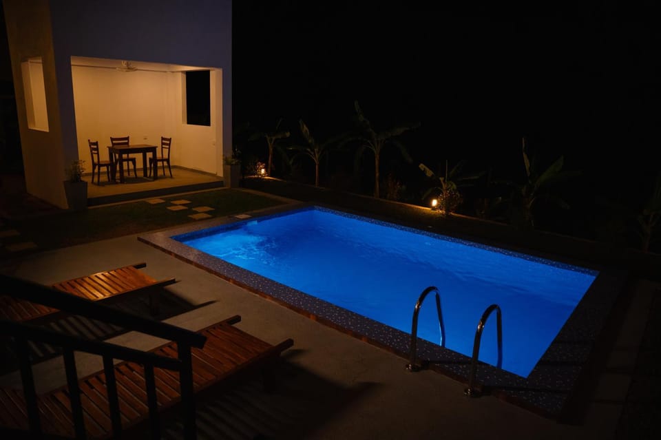 Night, Pool view, Swimming pool