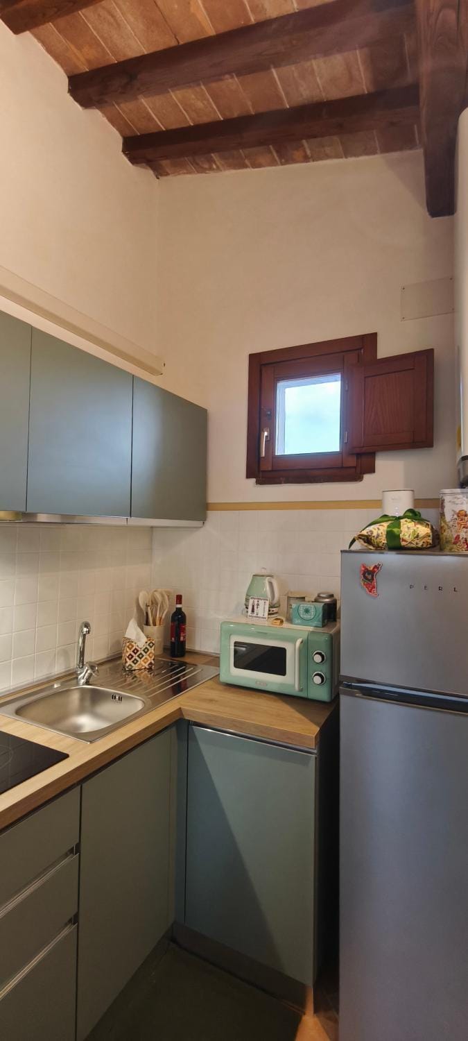 Kitchen or kitchenette, stove