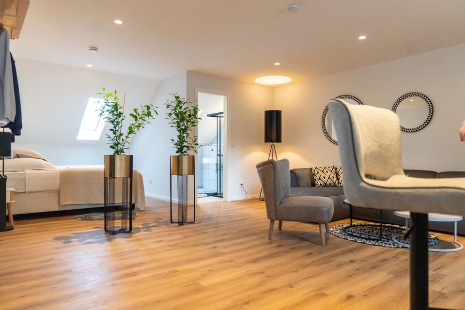 Bed, Living room, Photo of the whole room, Seating area, Bedroom