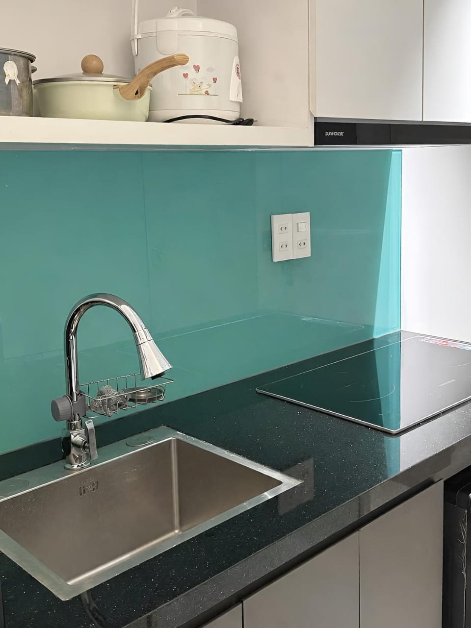 Kitchen or kitchenette, stove