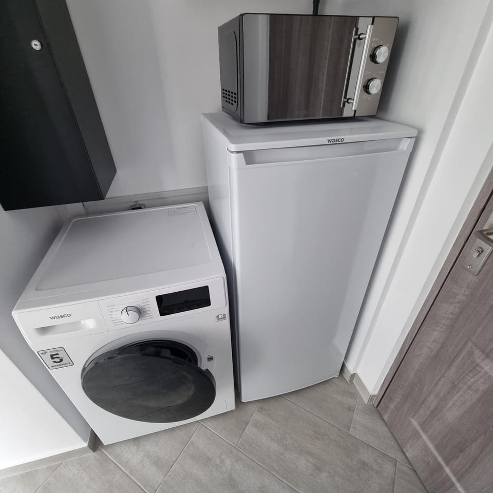 microwave, washing machine, dryer