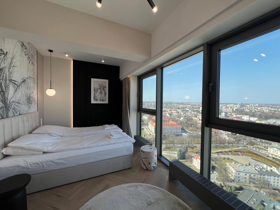 Bed, Bedroom, City view