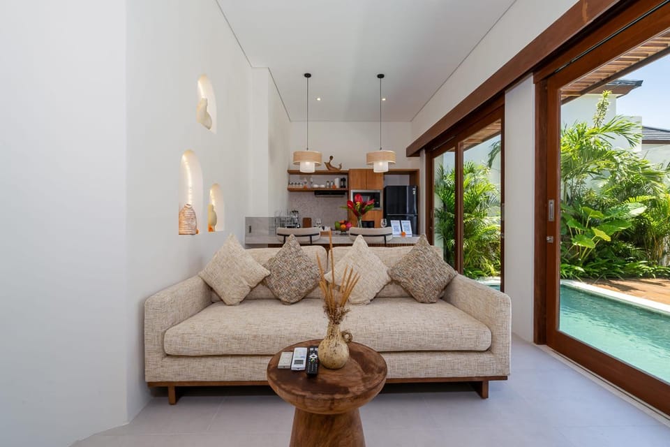 Living room, Seating area, Pool view, Swimming pool