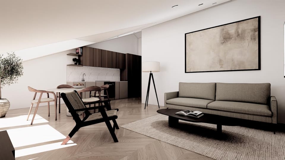 Living room, kitchen