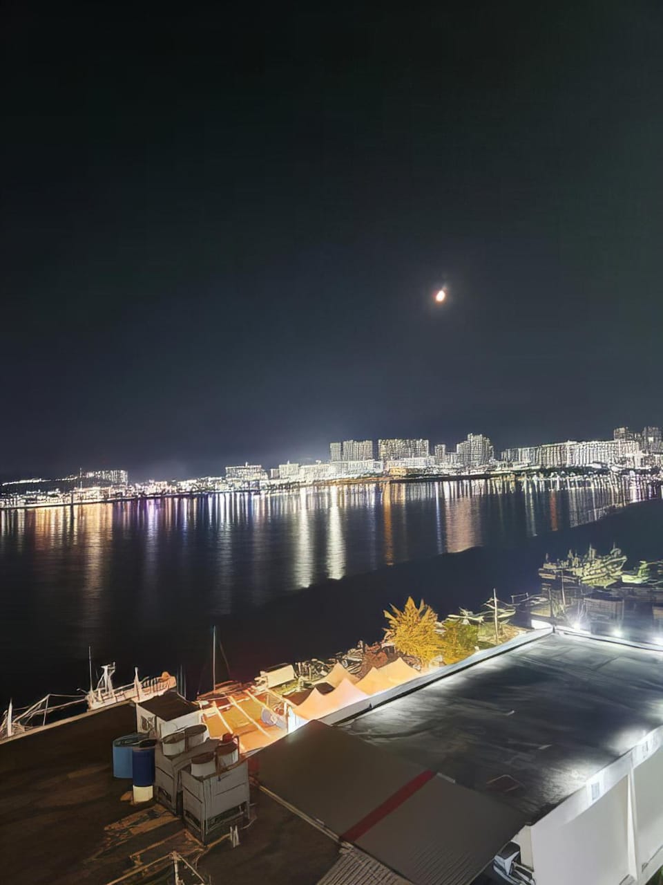 Night, City view, Lake view