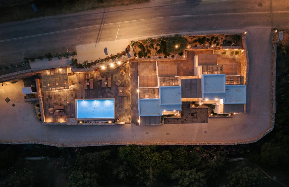 Property building, Night, Bird's eye view, Swimming pool, Swimming pool