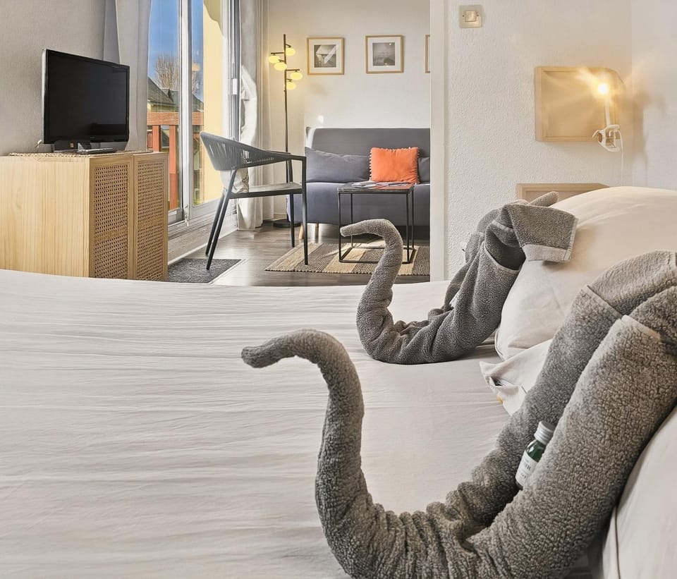 Bed, TV and multimedia, Living room, heating, storage, towels