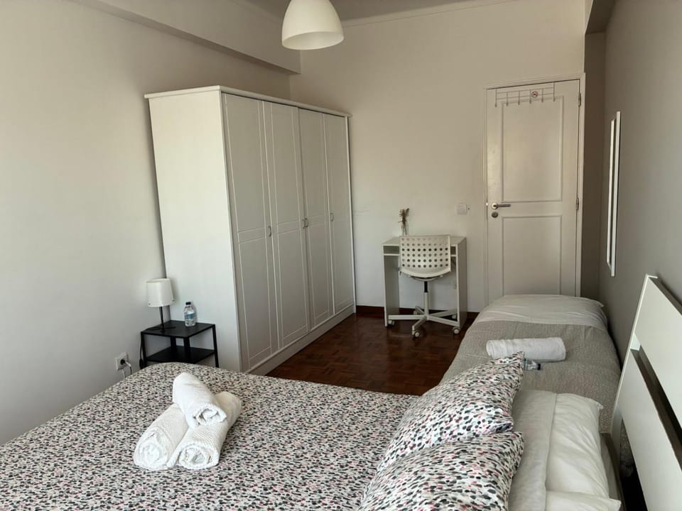 Bed, Photo of the whole room, Bedroom, towels, wardrobe