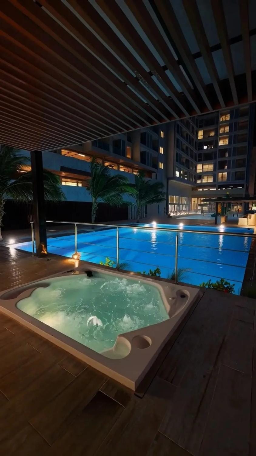 Night, Hot Tub, Pool view, Swimming pool
