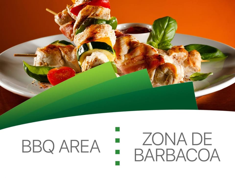 BBQ facilities, BBQ facilities, Text overlay