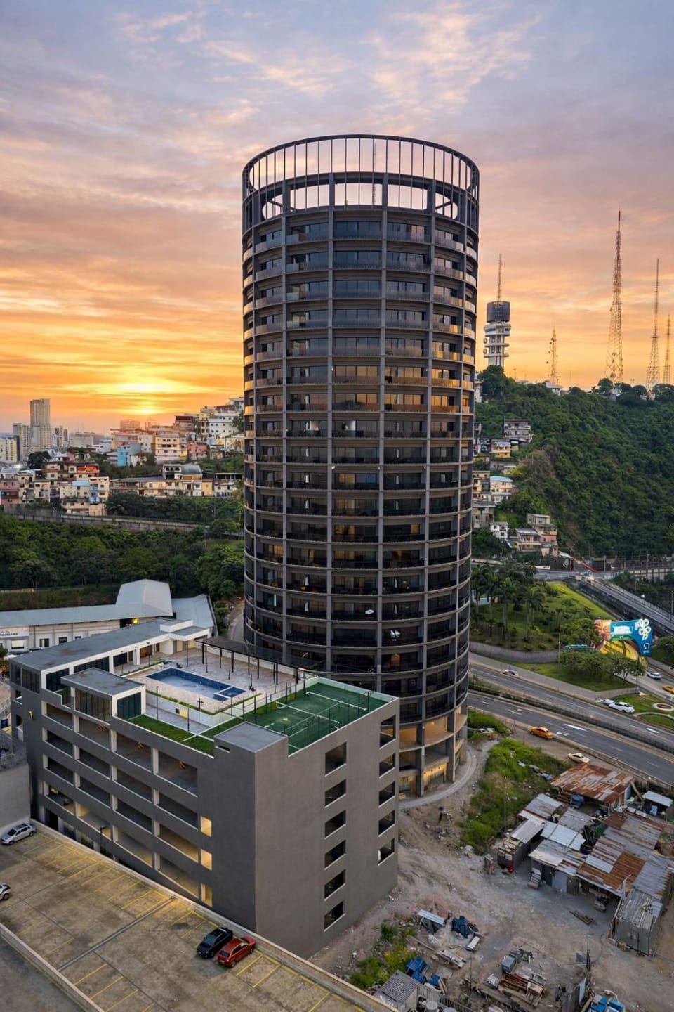 Bird's eye view, City view, Mountain view, Sunset
