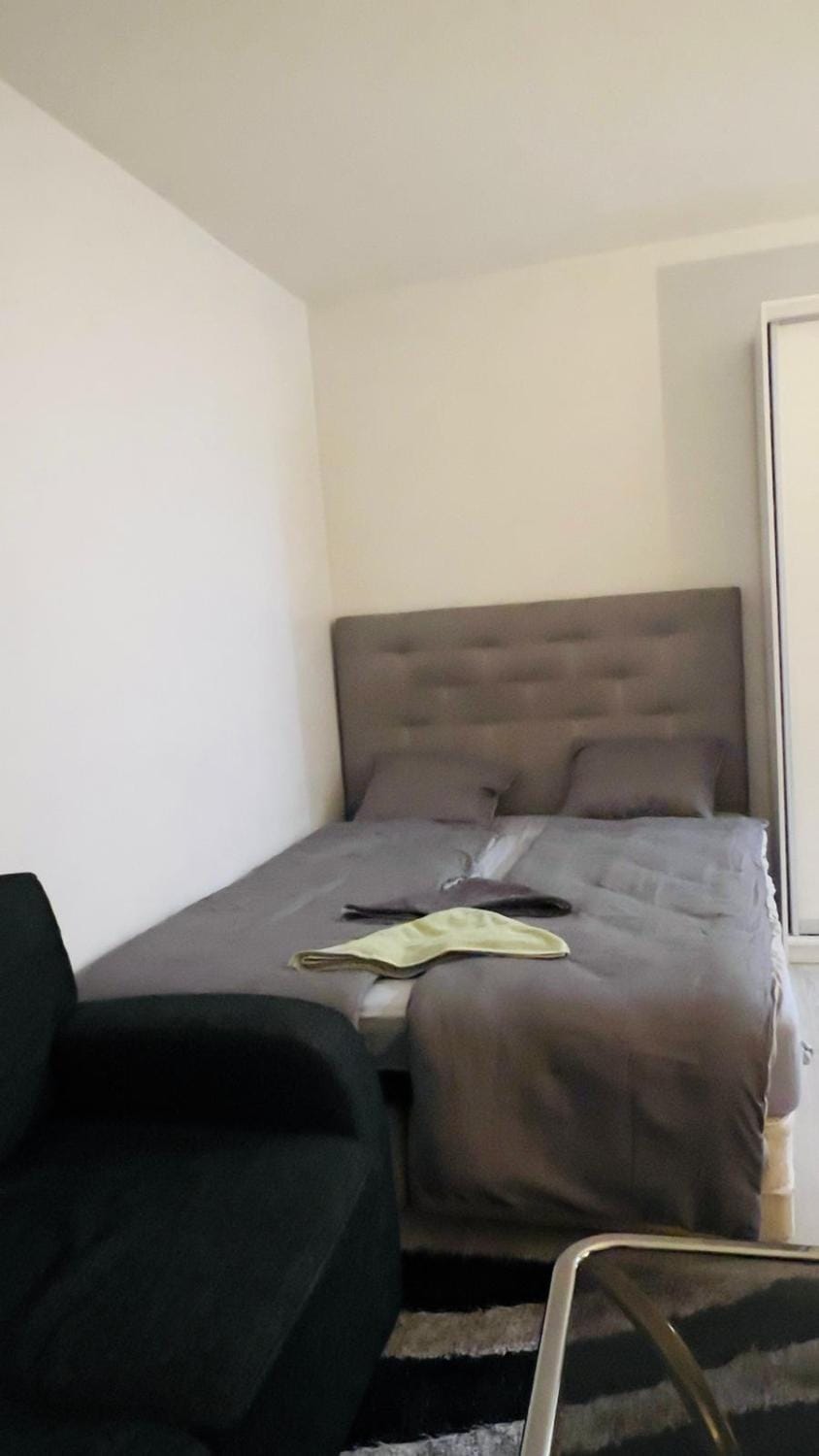Bed, wardrobe