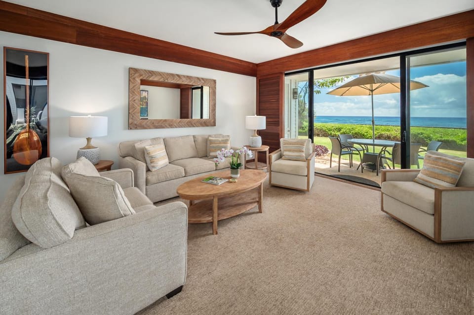 Living room, Seating area, Sea view