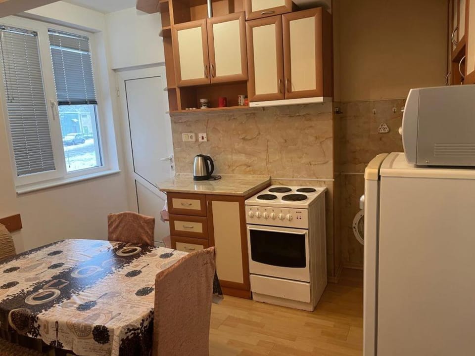 Kitchen or kitchenette, oven