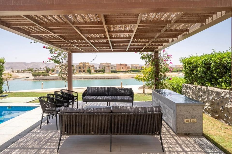 Patio, Seating area, Lake view