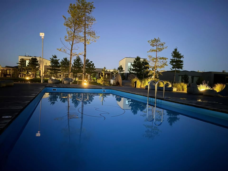 Night, Pool view, Swimming pool